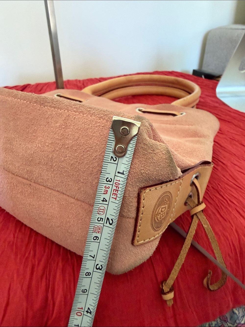 Dooney & Bourke Dusty Rose Suede Tote with Tan Leather Trim - Picture 16 of 16